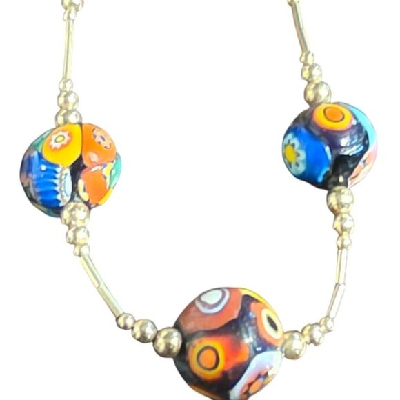 Vintage Necklace Murano Millefiori 12k gold filled clasp/beads 26" - Picture 7 of 13